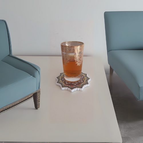 "Élégance Marocaine : Ensemble de 6 Sous-Verres en Céramique Artisanale pour Sublimer Votre Table"