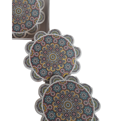 "Élégance Marocaine : Ensemble de 6 Sous-Verres en Céramique Artisanale pour Sublimer Votre Table"