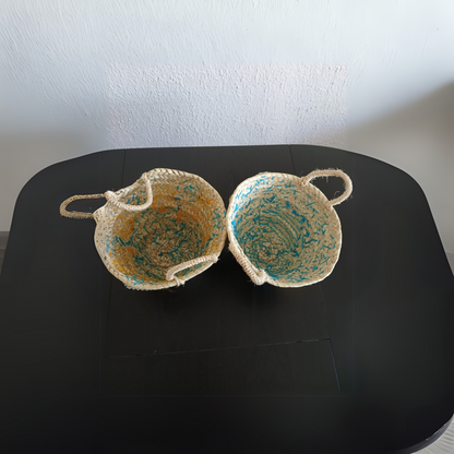 Panier en osier brodé à la main – Artisanat marocain raffiné