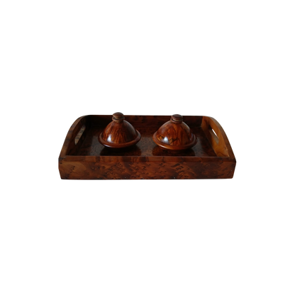 Plateau artisanal en bois de thuya – Artisanat Traditionnel